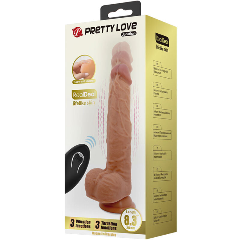Pretty Love - Gode Silicone Jonathan 3 Vibrations + 3 Tailles d'insertion Télécommande 21 Cm