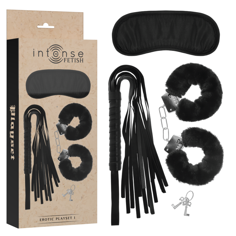 Set bondange intenso con manette maschera e frusta in pelle vegana intense fetish