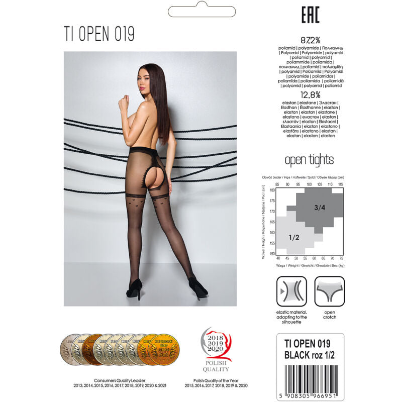 Passion - Tiopen 019 Collant Nero 1/2 20 Den