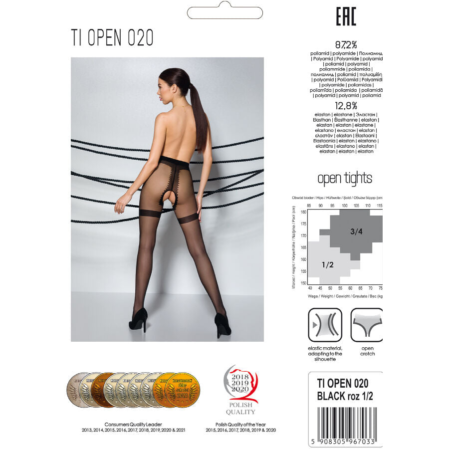Passion - Tiopen 020 Collant Nero 1/2 20 Den