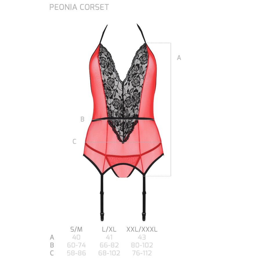 Passion - Corset Pivoine Ligne Érotique Rouge S/M