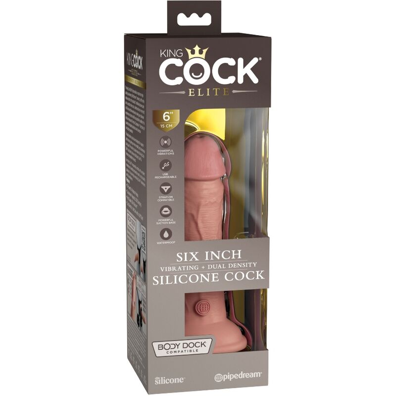 King Cock - Elite Dildo Realistico Vibrante E Silicone 15.2 Cm