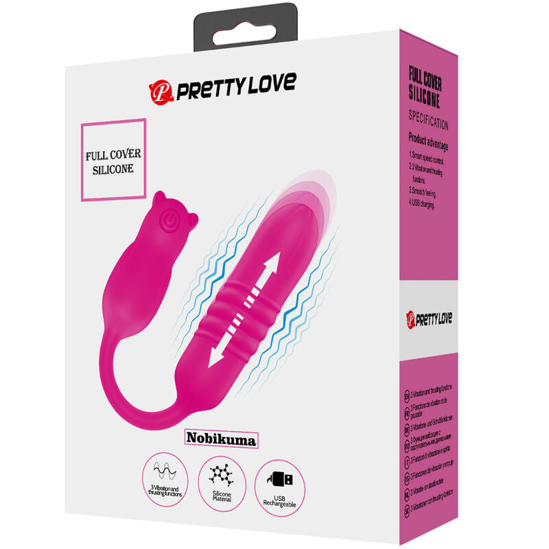 Vibratore stimolatore bullet in silicone rosa ricaricabile USB con 3 modalità vibrazione e spinta Pretty Love