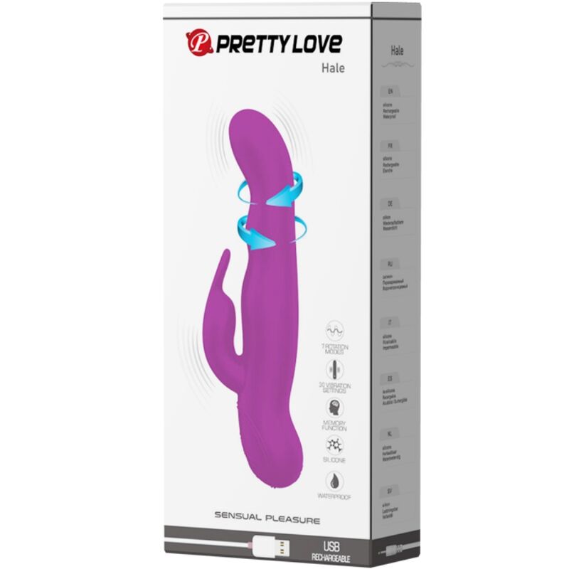 Massaggiatore rotatore lilla impermeabile vibrazioni multiple ergonomico silicone morbido ricaricabile Pretty Love High Grade