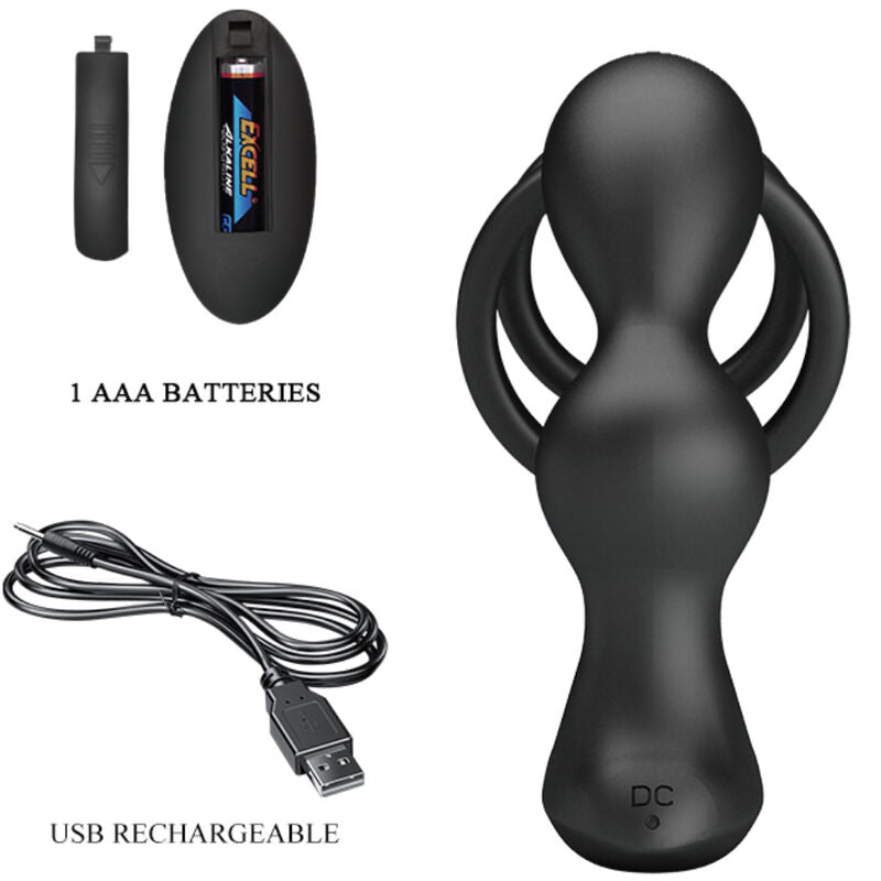 Pretty Love - Marshall Cock Ring With Vibrating Anal Plug With Remote Control