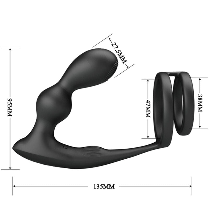 Pretty Love - Marshall Cock Ring With Vibrating Anal Plug With Remote Control