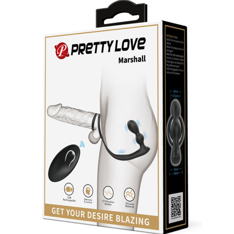 Pretty Love - Marshall Cock Ring With Vibrating Anal Plug With Remote Control