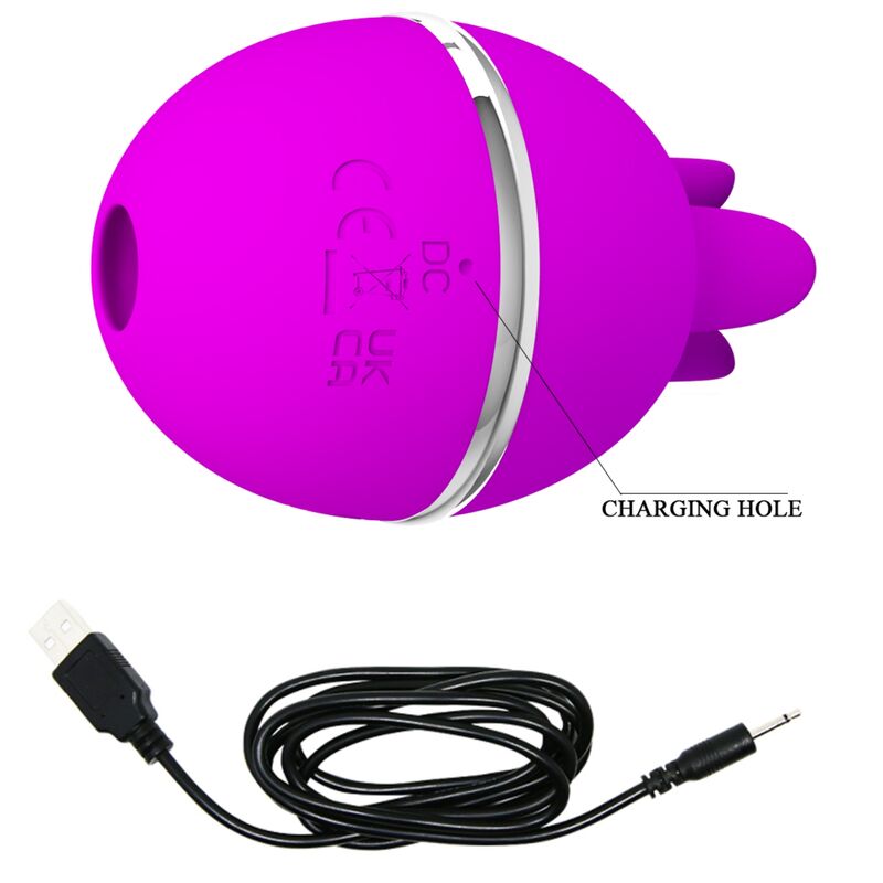 Vibratore in silicone tondo viola con funzione pulsante e leccante per stimolazione esterna Pretty Love Flirtation