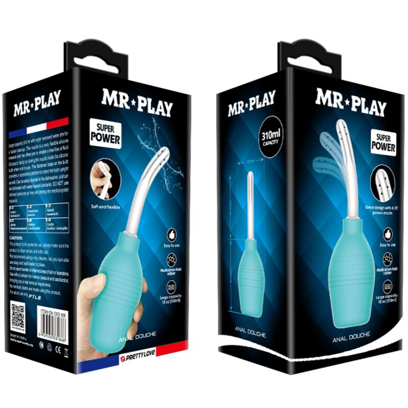 Mr Play - Blue Rubber Anal Shower Pear