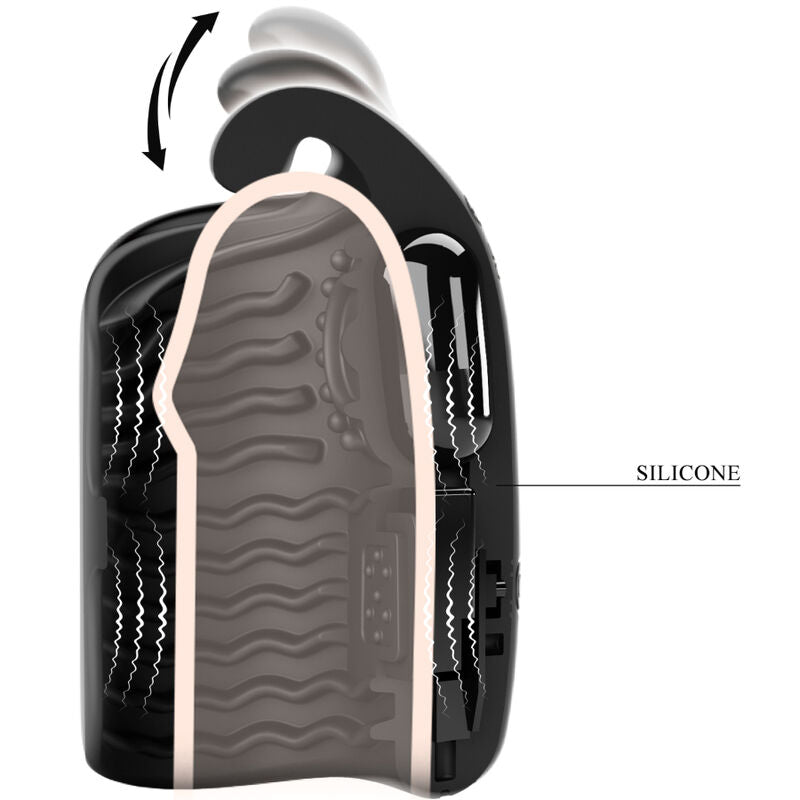 Masturbatore maschile ricaricabile con 10 funzioni di vibrazione controllo a pulsante e silicone morbido Pretty Love