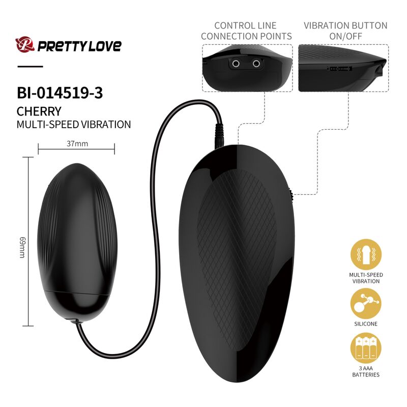 Kit regalo giochi di coppia in silicone nero funzioni con vibrazione multipla e alimentazione batterie di Pretty Love