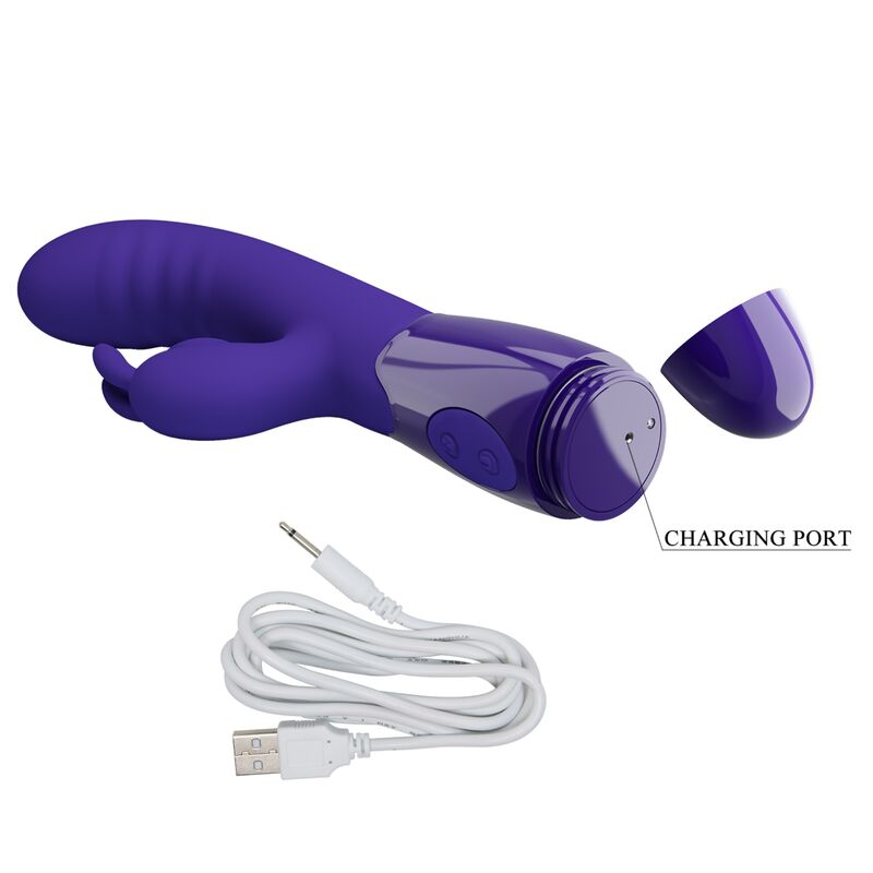 Vibratore rabbit in silicone ricaricabile 30 funzioni stimolazione punto G clitoridea viola Pretty Love Youth