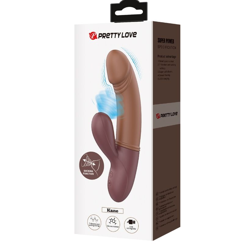 Vibratore punto G con 7 modalità vibrazione e aspirazione in silicone marrone ricaricabile USB Pretty Love Flirtation