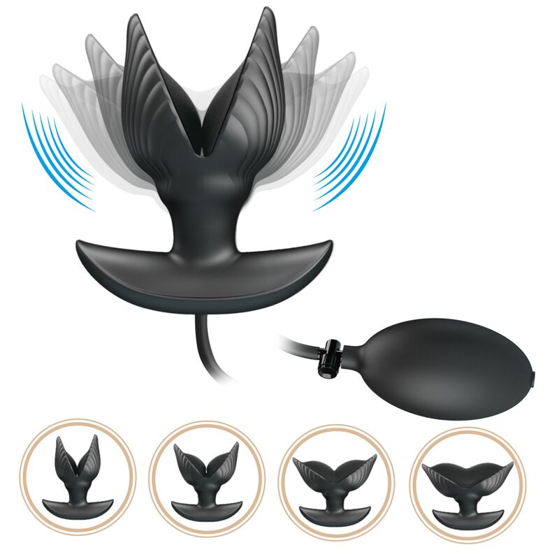 Plug anale gonfiabile impermeabile in silicone con vibrazione ricaricabile USB colore nero per principianti Pretty Love Bottom