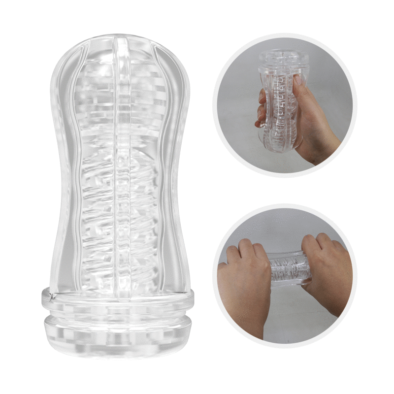 Masturbatore maschile manuale realistico con maniche interne a coste e design a sfera rotolante impermeabile Pretty Love Male