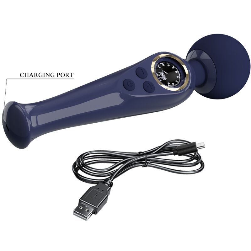 Vibratore blu stimolatore massaggiatore con testa flessibile 10 modalità e 9 velocità ricaricabile impermeabile silicone Pretty Love LED