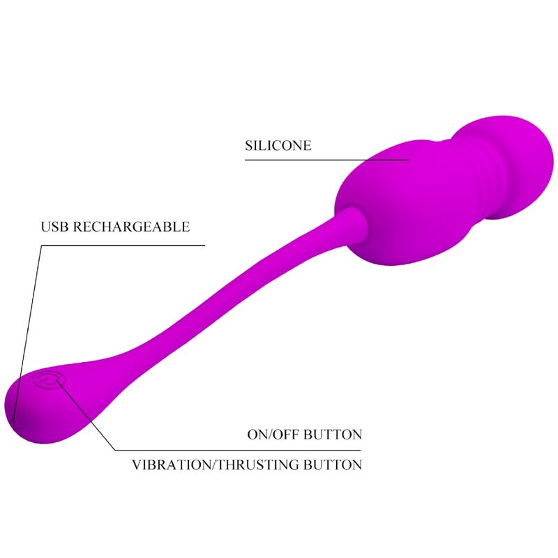 uovo vibrante ricaricabile viola con 12 modalità di vibrazione e spinta in silicone ABS usb pretty love