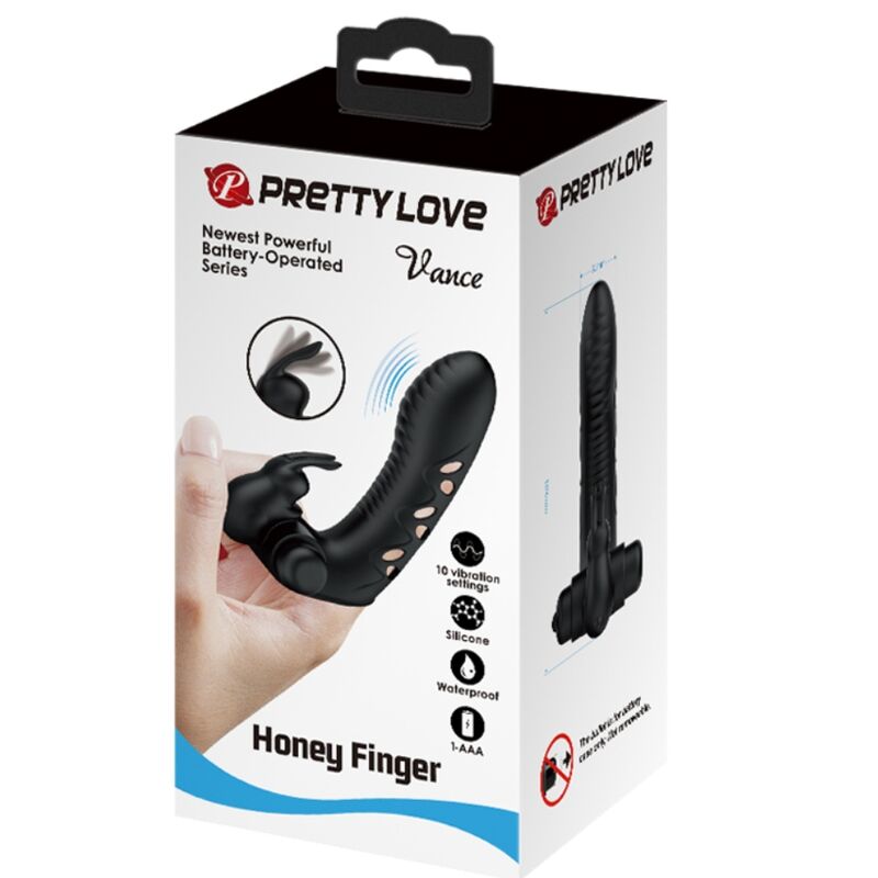Pretty Love - Couvre-doigts pour vibrateur lapin noir Vance