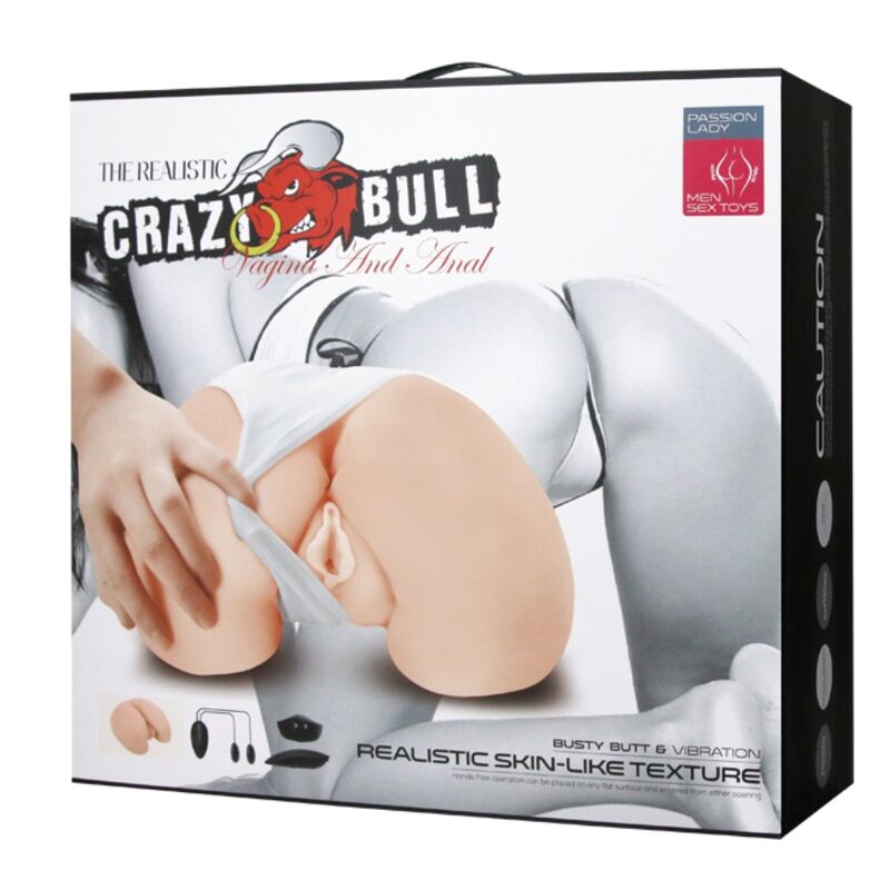 Masturbatore anale per uomini in TPR realistico con doppia vibrazione e batterie AAA Crazy Bull