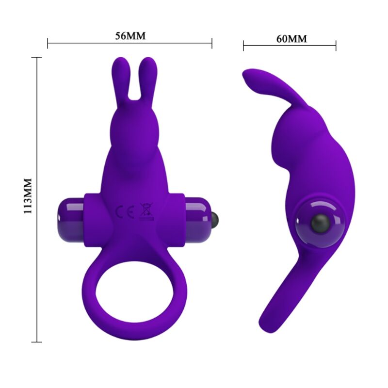 Pretty Love - Anneau vibrant pour pénis lapin violet