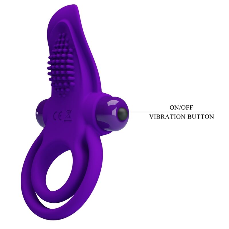 Anello fallico vibrante per pene in silicone viola con 10 modalità di vibrazione Pretty Love Male