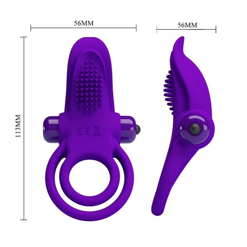 Anello fallico vibrante per pene in silicone viola con 10 modalità di vibrazione Pretty Love Male