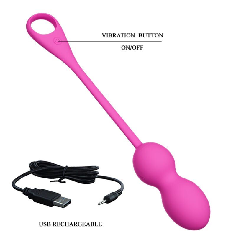 Sfere Kegel Vibranti Ricaricabili Rosa 12 Funzioni Silicone Controllo App Mobile Impermeabili Pretty Love Smart