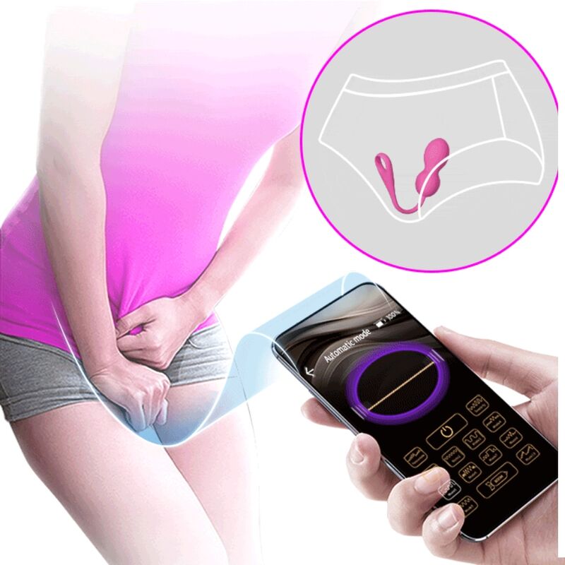 Sfere Kegel Vibranti Ricaricabili Rosa 12 Funzioni Silicone Controllo App Mobile Impermeabili Pretty Love Smart