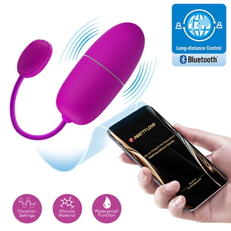 Uovo vibrante controllabile con app 12 modalità vibrazione silicone viola batteria AAA Pretty Love
