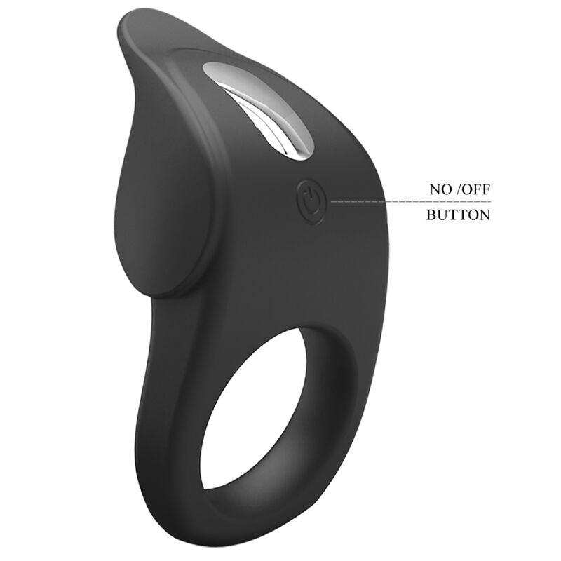 Anello fallico vibrante pene nero silicone elastico con 10 funzioni vibrazione ricaricabile USB potente Pretty Love