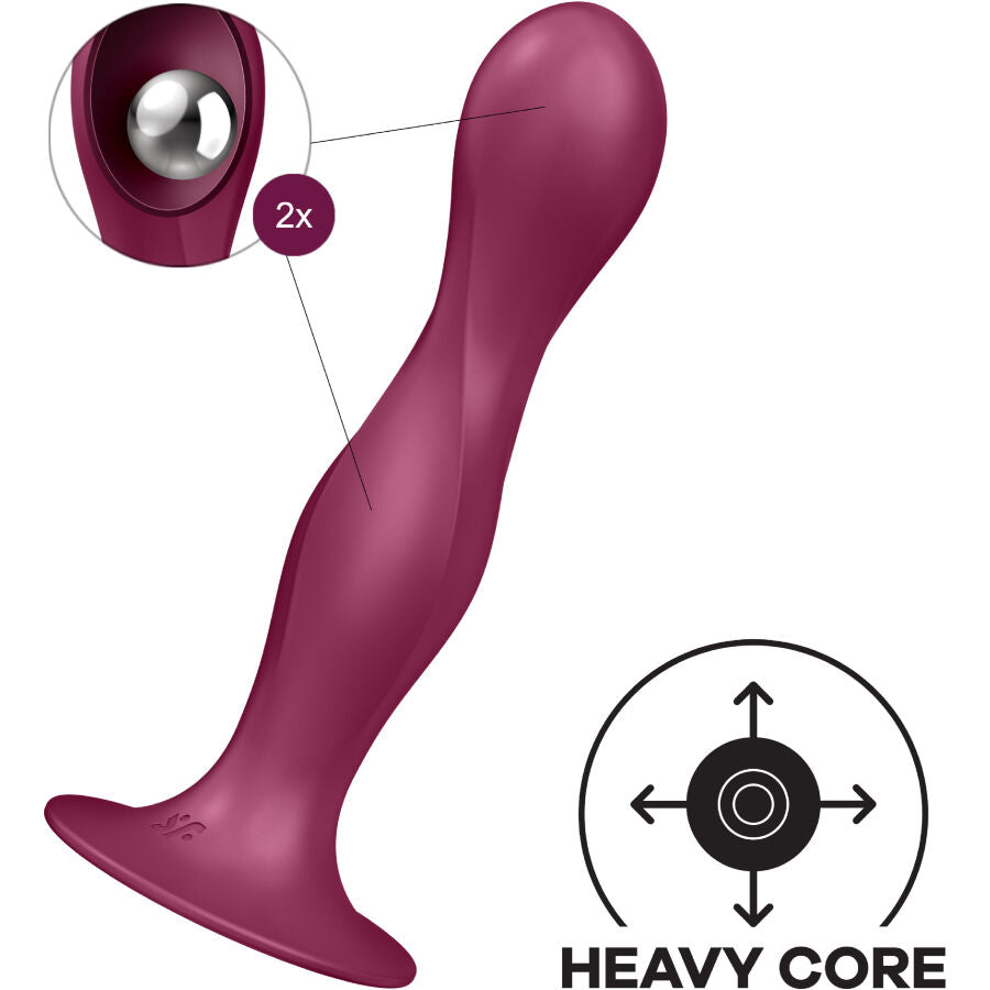 Satisfyer - Double Ball Silicone Dildo Garnet