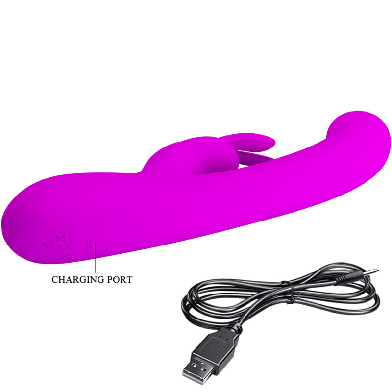 Vibratore rabbit punto G viola con stimolatore clitorideo modalità multiple ricaricabile silicone Pretty Love Flirtation