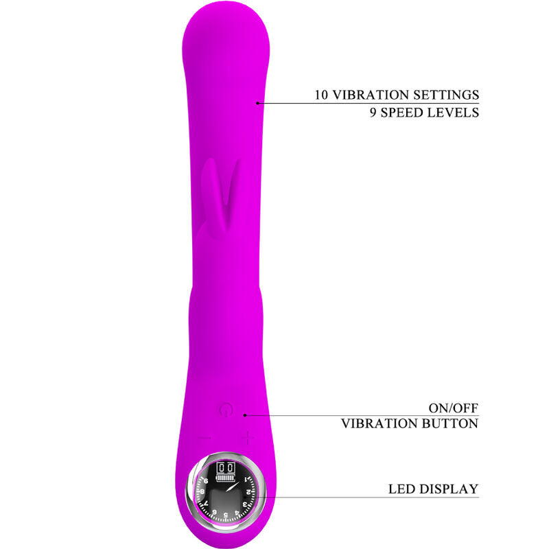 Vibratore rabbit punto G viola con stimolatore clitorideo modalità multiple ricaricabile silicone Pretty Love Flirtation