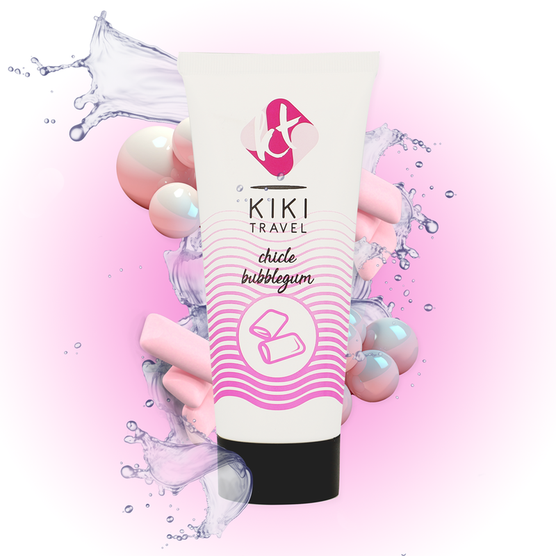 Gel lubrificante vegano a base d'acqua con Aloe Vera gusto gomma da masticare alla fragola 50 ml Kiki Travel