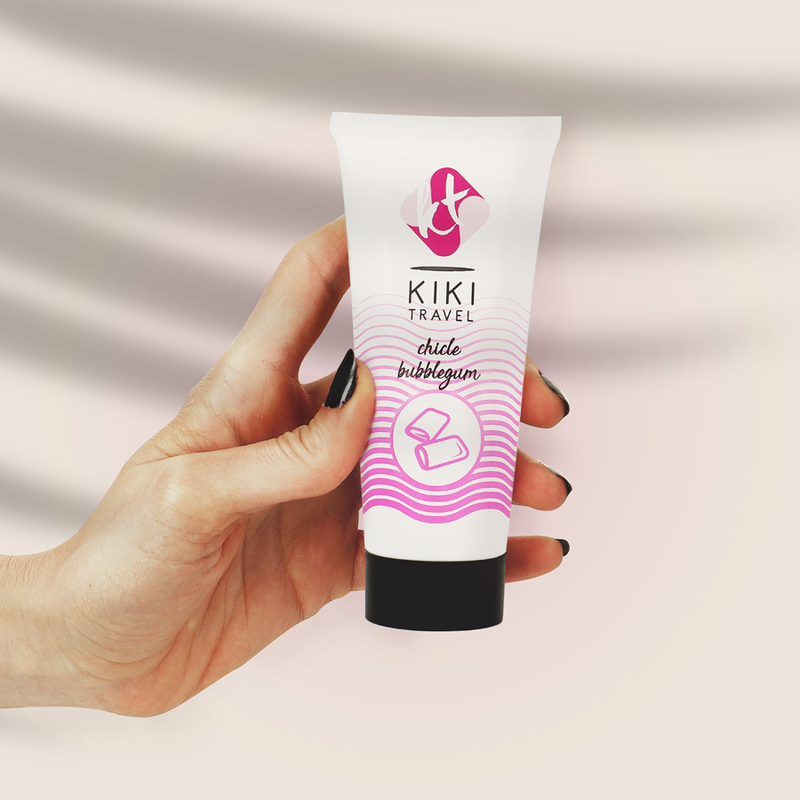 Gel lubrificante vegano a base d'acqua con Aloe Vera gusto gomma da masticare alla fragola 50 ml Kiki Travel