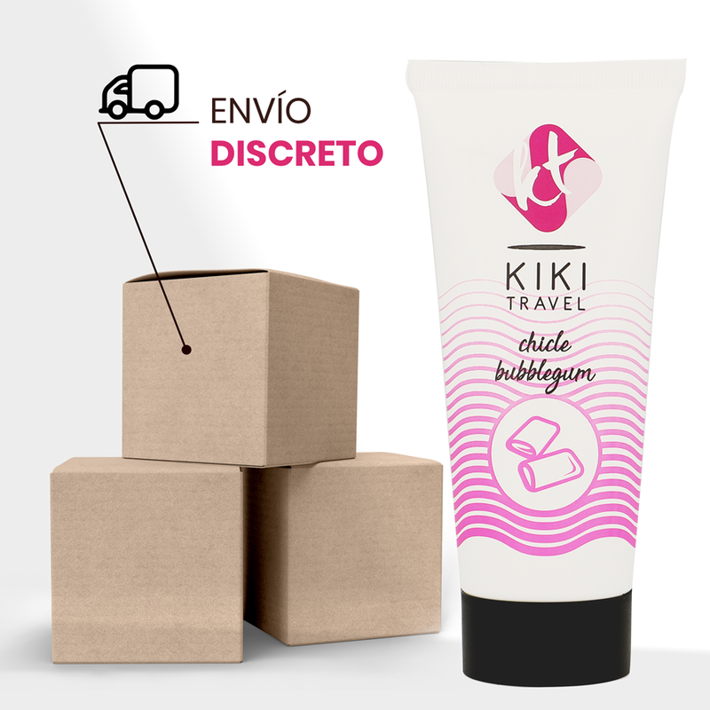Gel lubrificante vegano a base d'acqua con Aloe Vera gusto gomma da masticare alla fragola 50 ml Kiki Travel