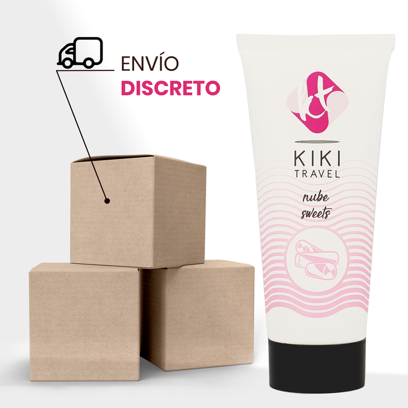 Lubrificante a base d'acqua 50ml vegano senza parabeni gusto dolci nube compatibile preservativi Kikí Travel