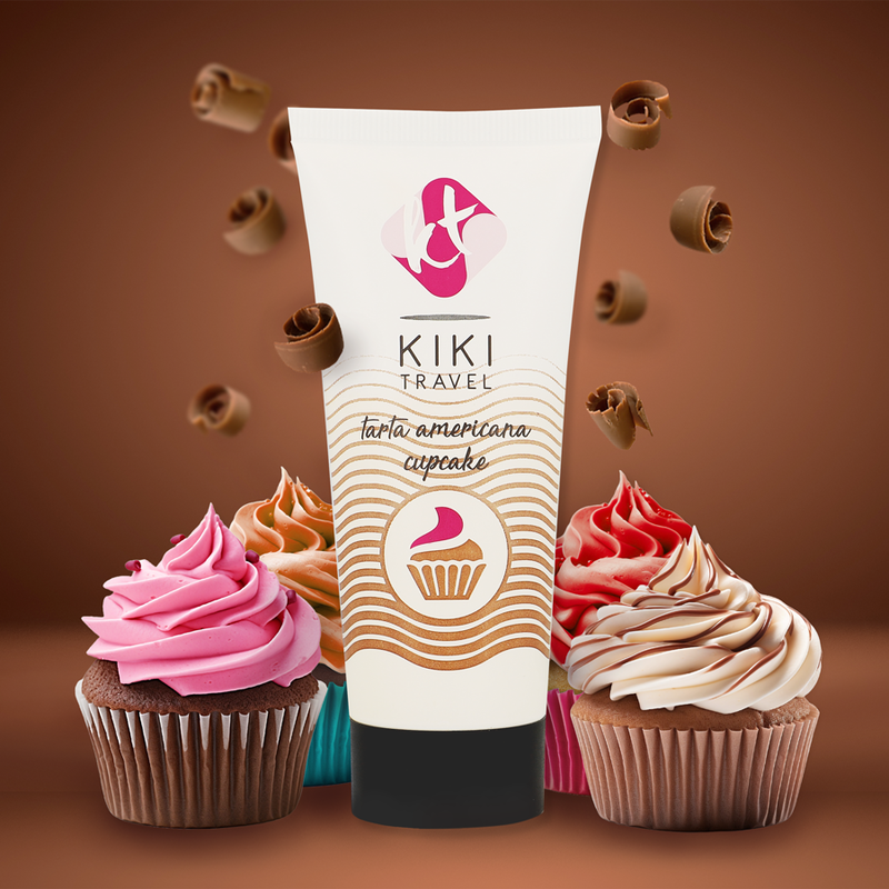 Lubrificante vegano a base d'acqua con gusto cupcake lunga durata senza parabeni e glutine 50 ml KIKÍ TRAVEL