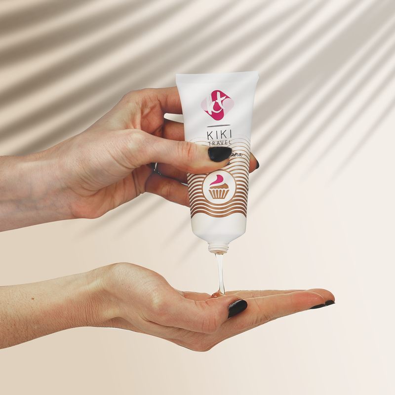 Lubrificante vegano a base d'acqua con gusto cupcake lunga durata senza parabeni e glutine 50 ml KIKÍ TRAVEL