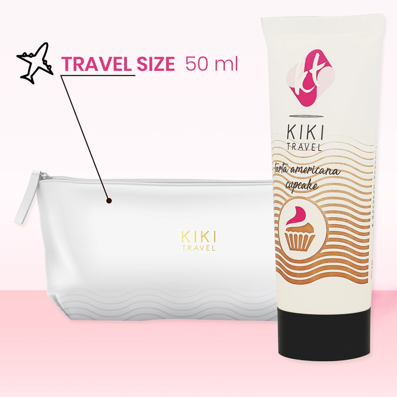 Lubrificante vegano a base d'acqua con gusto cupcake lunga durata senza parabeni e glutine 50 ml KIKÍ TRAVEL