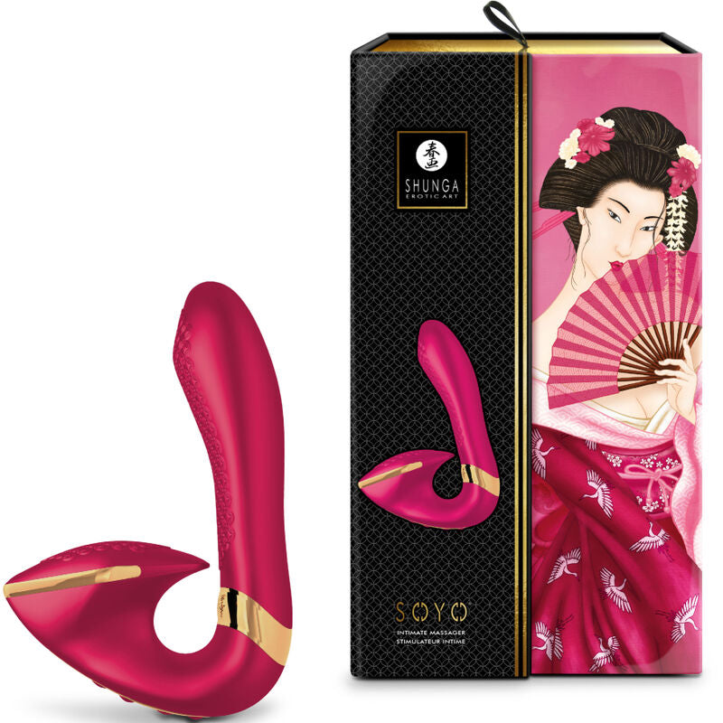 massaggiatore intimo Soyo rosa silicone impermeabile funzioni vibrazione multisensoriale ricaricabile Shunga Toys