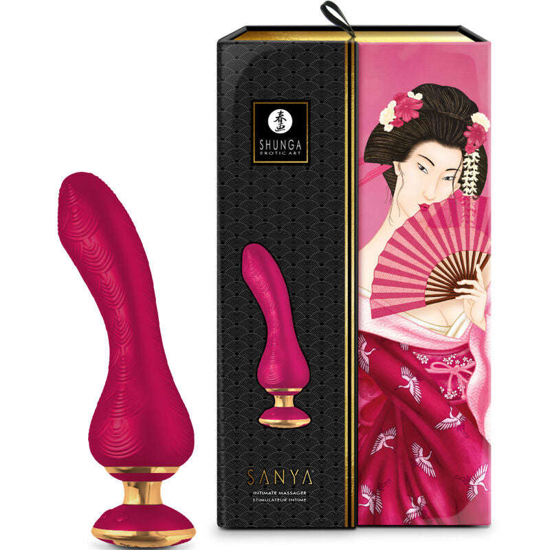 massaggiatore intimo sanya rosa silenzioso e ricaricabile ergonomico in silicone ipoallergenico 10 funzioni shunga toys