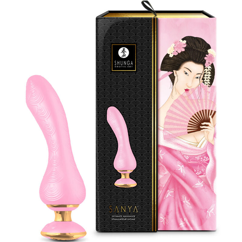 massaggiatore intimo sanya rosa silenzioso e ricaricabile ergonomico in silicone ipoallergenico 10 funzioni shunga toys