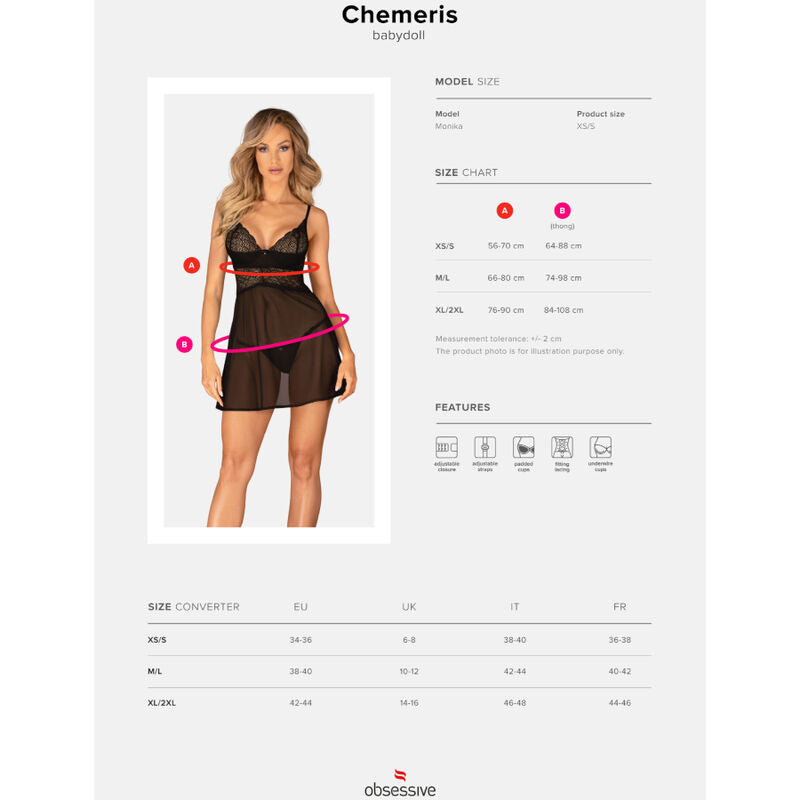 Obsessive - Chemeris Badydoll And Thong Set Xs/S