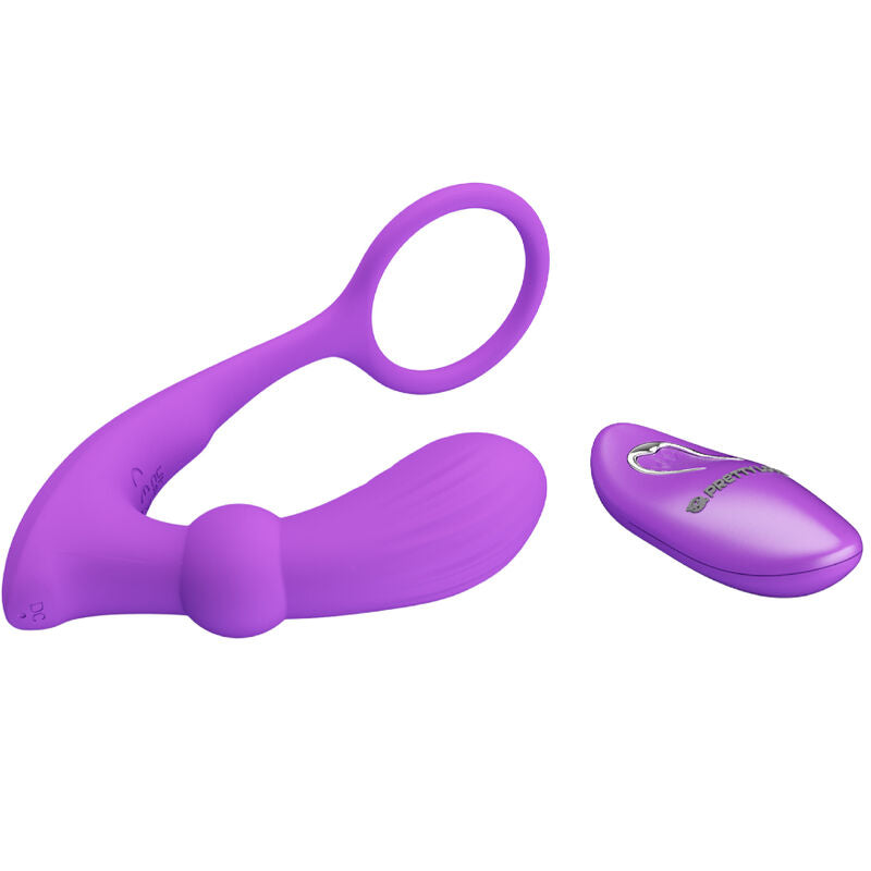 Anello fallico in silicone e plug anale vibrante impermeabile con telecomando wireless Pretty Love