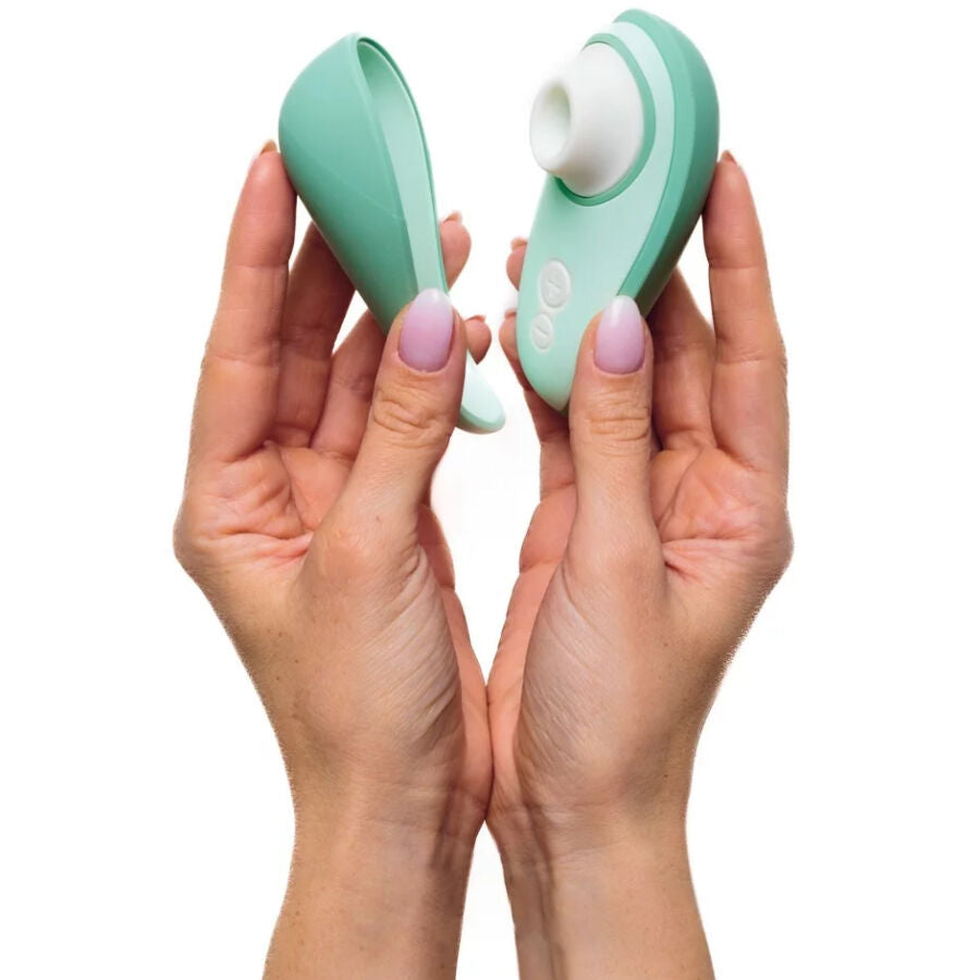 Stimolatore clitoride tecnologico con ventosa verde chiaro Liberty 2 impermeabile facile da pulire Womanizer