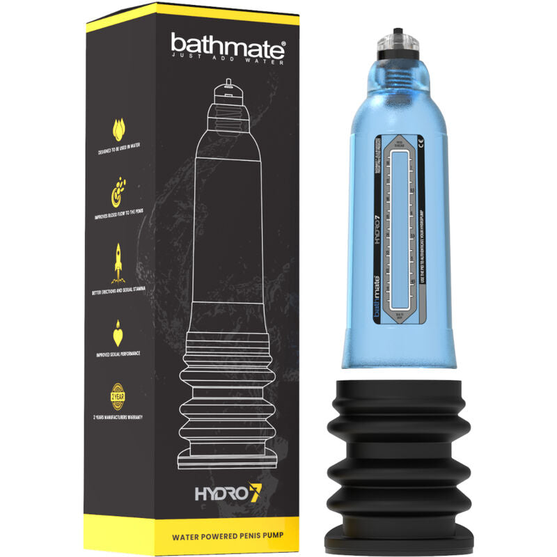 Pompa ad acqua per ingrandimento pene fino a 7 cm con tecnologia idraulica Hydro 7 Hercules Blu BATHMATE