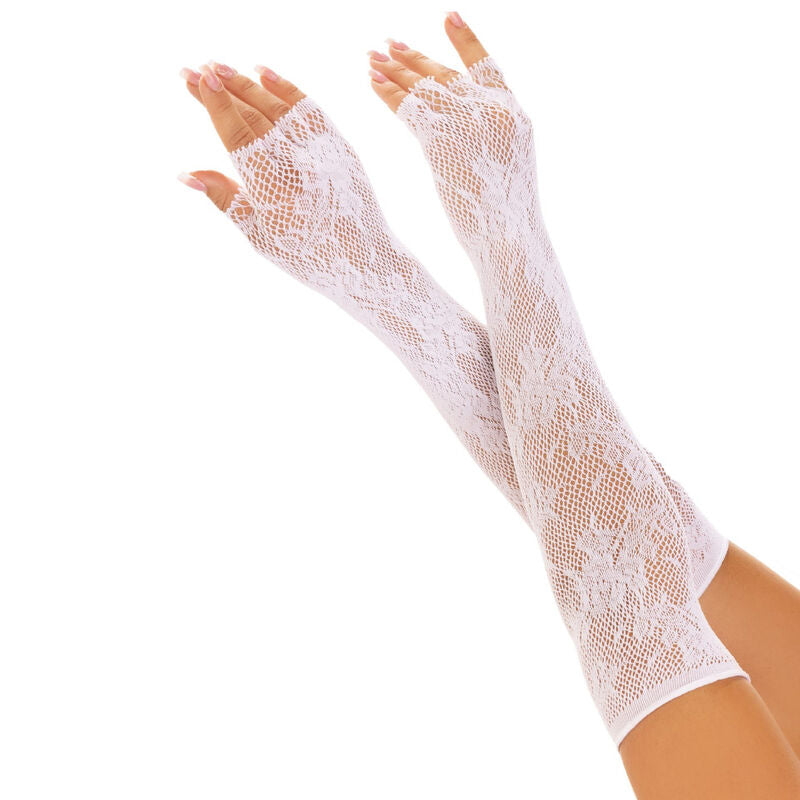 Guanti dita scoperte in rete floreale nero per occasioni speciali leg avenue hosiery
