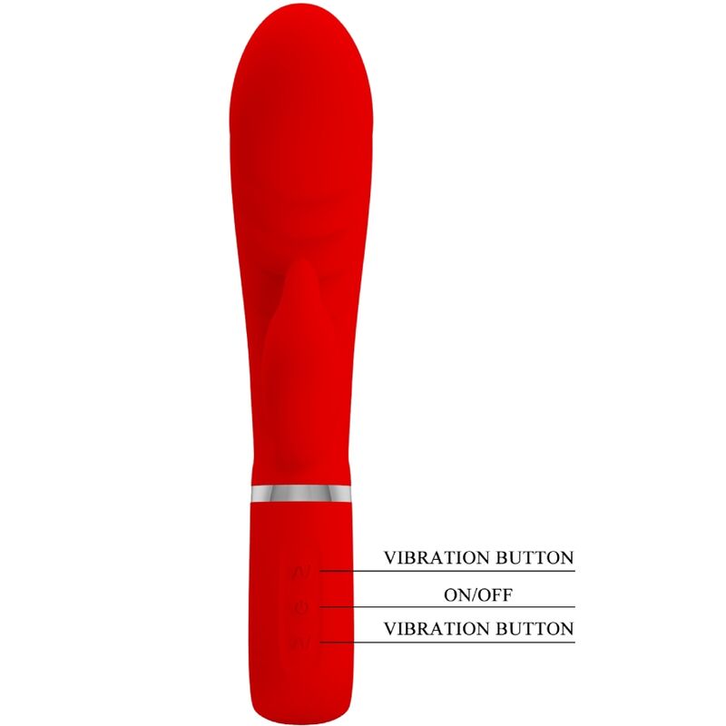 Vibratore multifunzione G-Spot clitoride rosso silicone USB 7 funzioni memoria Pretty Love