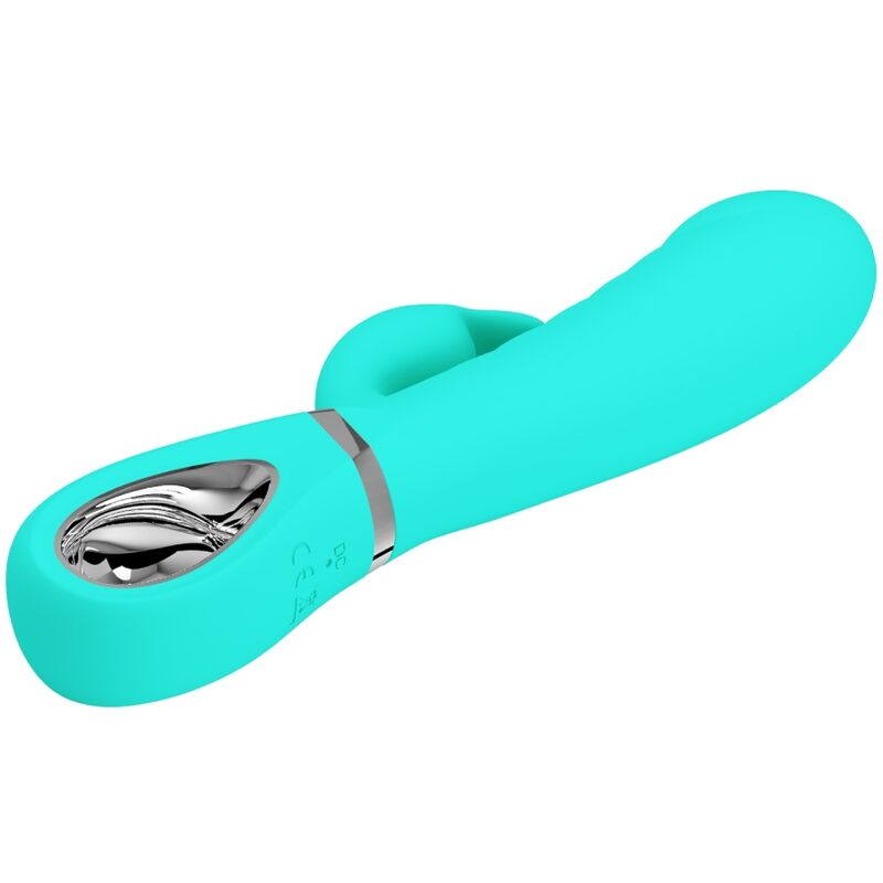Vibratore multifunzione g spot clitoride flessibile silicone 7 funzioni ricarica USB verde acqua Pretty Love
